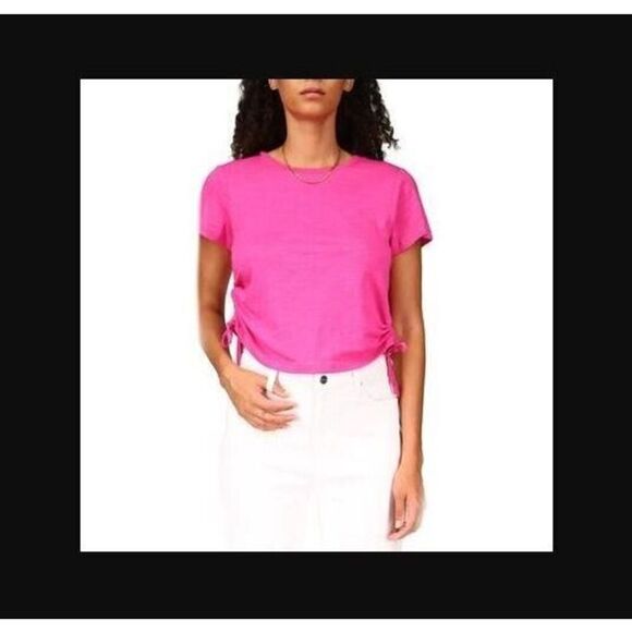 Sanctuary CT3342XK6 Women's Sz Large Tart Pink Side Drawstring Crew Neck T-Shirt - Picture 7 of 7